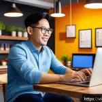 브랜드 마케터를 위한 실무 팁 - A vibrant Vietnamese small business owner analyzing customer behavior on a laptop and smartphone, su...