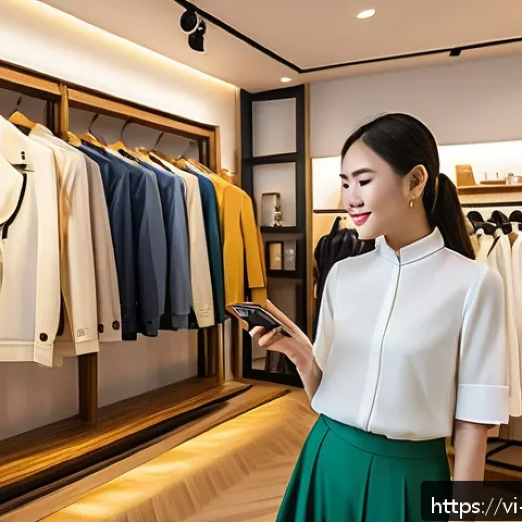 브랜드 마케팅 실전 팁과 교훈 - A modern Vietnamese fashion boutique interior showcasing personalized customer experiences: diverse ...